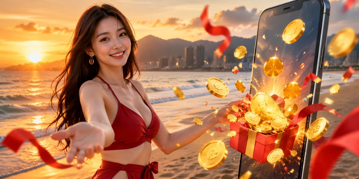 Người dùng trải nghiệm 7msports trên điện thoại di động tại bãi biển Đà Nẵng
