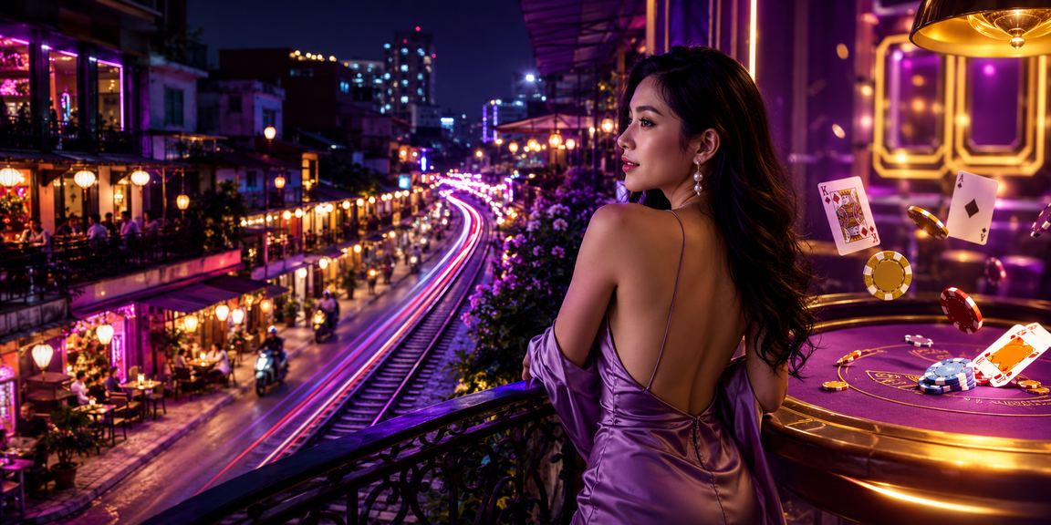 Không khí sôi động tại sòng bài đêm Hà Nội với ánh đèn neon và bàn bài VIP